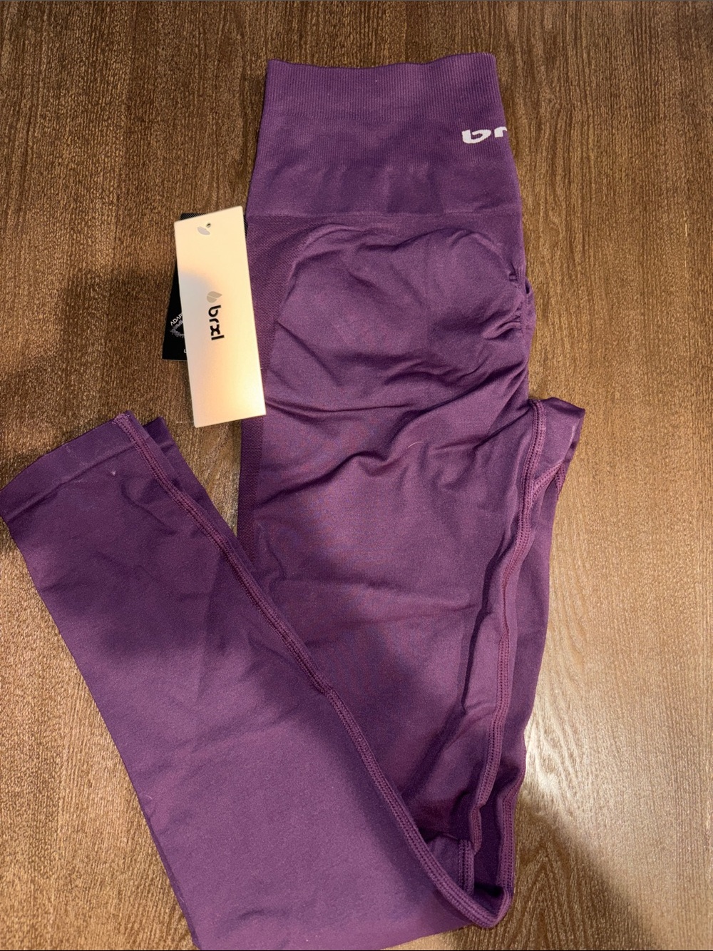 Purple High-Rise Seamless Leggings scrunch butt ankle length